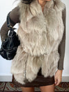 Gilet vintage sans manches en fourrure veritable de renard