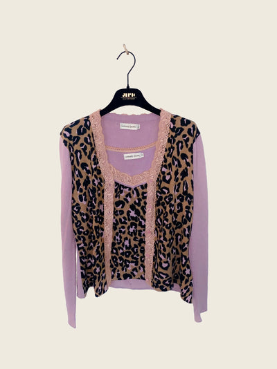 Twin-set parme / leopard ( top + gilet )