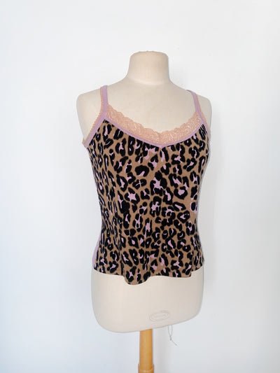 Twin-set parme / leopard ( top + gilet )