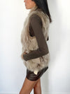 Gilet vintage sans manches en fourrure veritable de renard