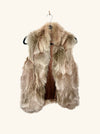 Gilet vintage sans manches en fourrure veritable de renard