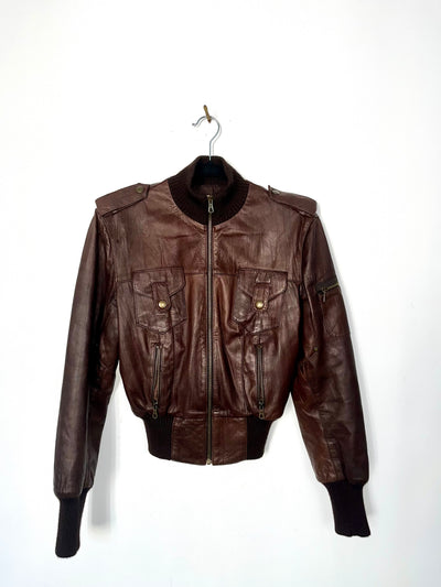 VESTE EN CUIR VÉRITABLE MARRON