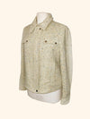 Blouson Col Chemise en Lainage Beige Moucheté